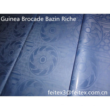 Bleu clair shadda guinée brocade bazin riche doux perfuem 100% coton textiles africains stock gros design de mode